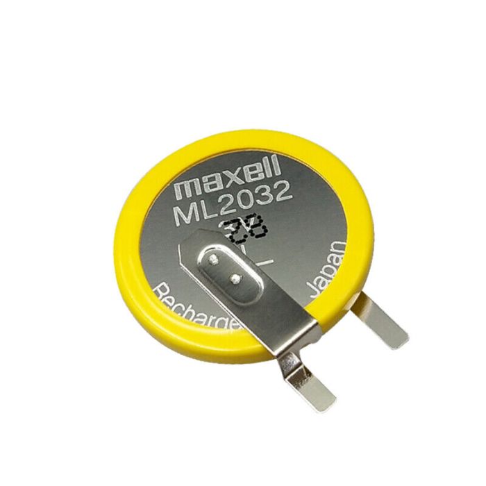 Аккумулятор дисковый литиевый Maxell ML2032-SDN3 с выводами 2x1 вертикально, 3V, 65mAh