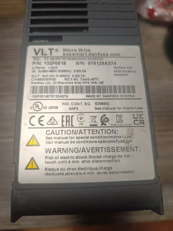 Частотний перетворювач Danfoss VLT Micro Drive FC51 0,75 кВт 3 ф без панели керування